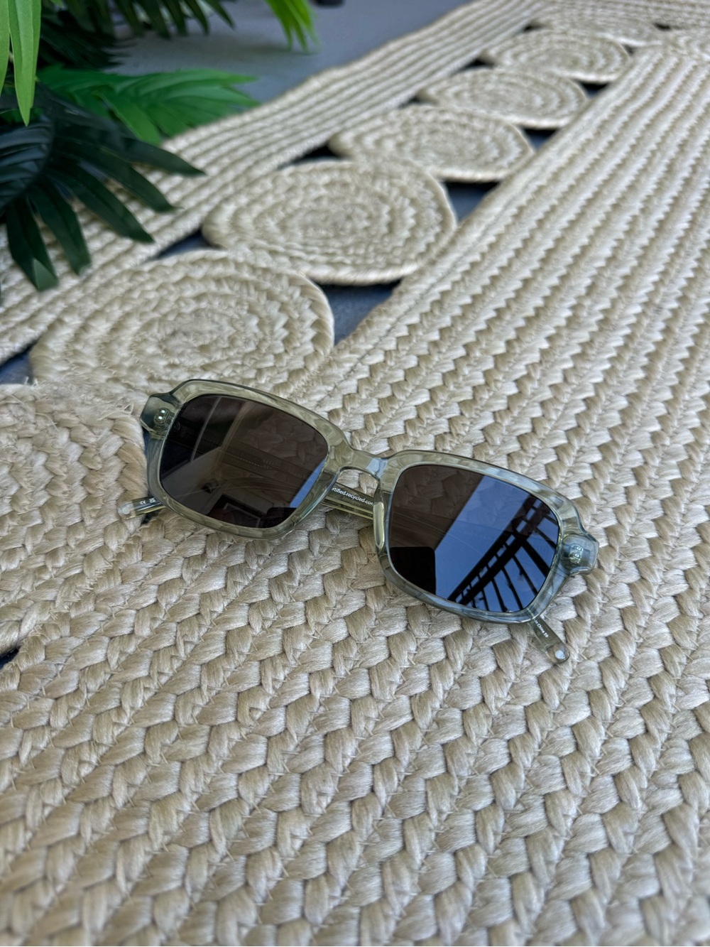Paradigm Eco-Friendly Translucent Olive Green Rectangular Sunglasses